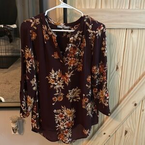 Large boutique, maroon and floral style blouse